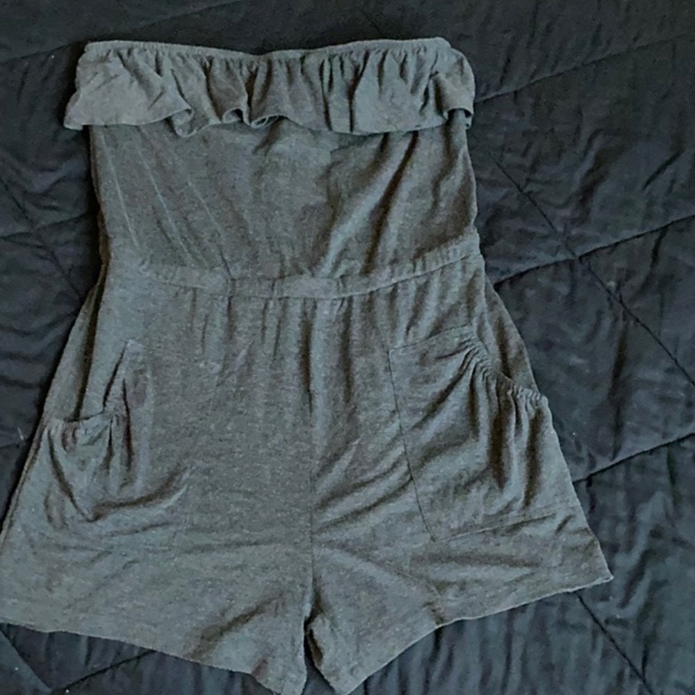 Gray Strapless Romper